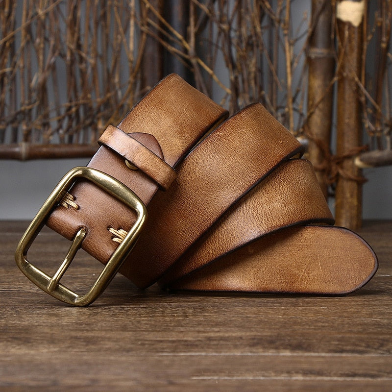 Retro Cowhide Leather Jeans Belt