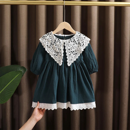 Robe en dentelle à manches longues pour bébé fille