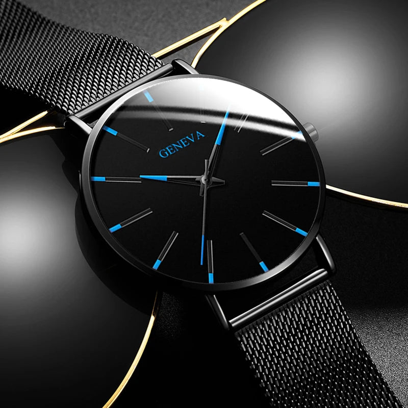 Montre minimaliste bleue pour homme 2024