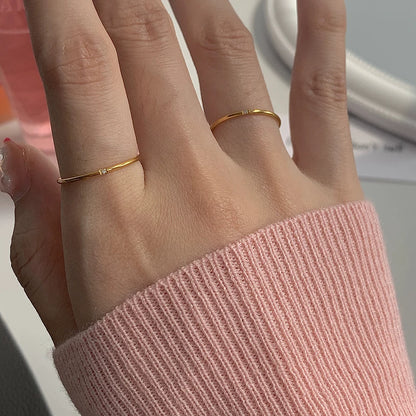 Vergoldete minimalistische AAA-Zirkon-Pavé-Ringe für Damen
