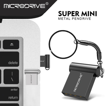 Mini Metal USB 2.0 Flash Drive - 4GB to 512GB with Key Chain