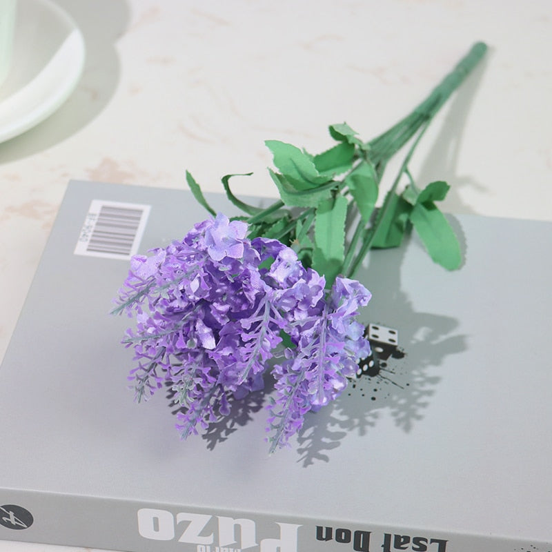 Lot de lavande en plastique floqué – Fleurs artificielles pour décoration d'intérieur