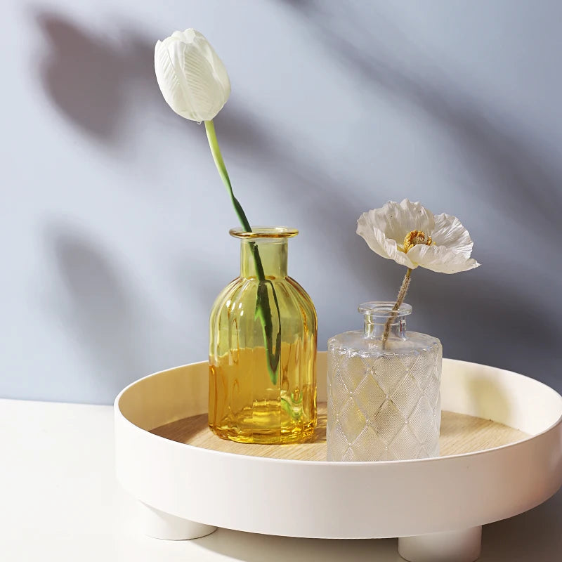 Transparent Glass Vase Desktop Flower Holder Decoration