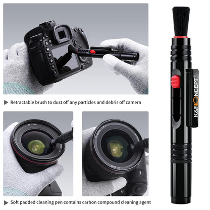 Retractable Soft Brush Lens Cleaning Pen for DSLR Cameras and Electronics