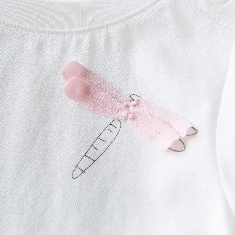 Baby-Mädchen-T-Shirt mit Schleife und Cartoon-Motiv