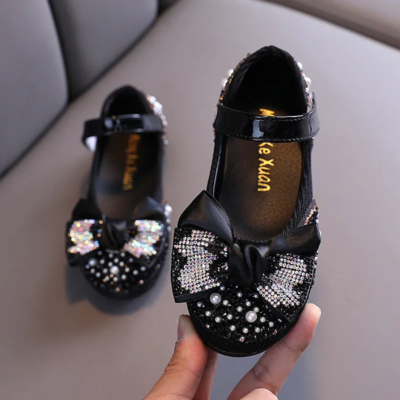 Nouveau Chaussures en cuir pour enfants strass