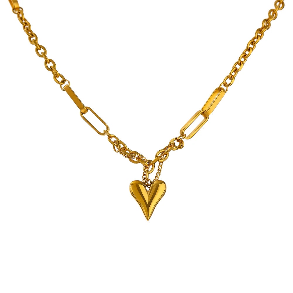 18K Stainless Steel Heart Pendant Necklace