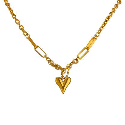 18K Stainless Steel Heart Pendant Necklace