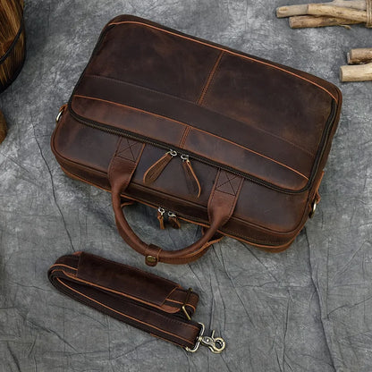 Genuine Leather Retro Laptop Briefcase