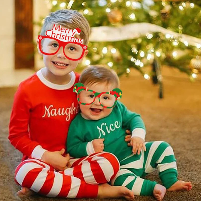 9pcs Santa & Elk Paper Glasses Frames