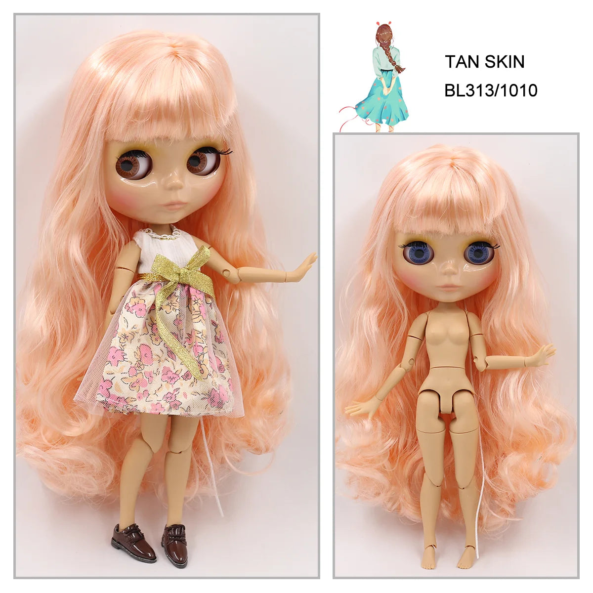 1/6 BJD Tan Skin Jointed Doll 30cm