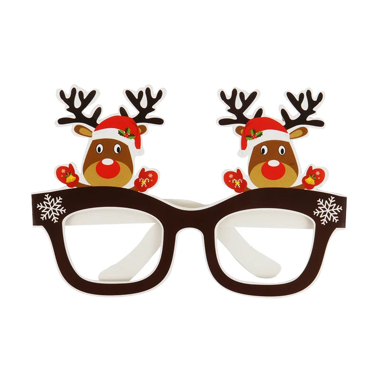 9pcs Santa & Elk Paper Glasses Frames