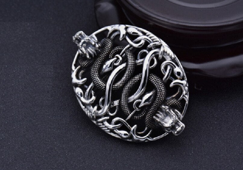 Boucle de ceinture dragon - Style rétro en argent sterling