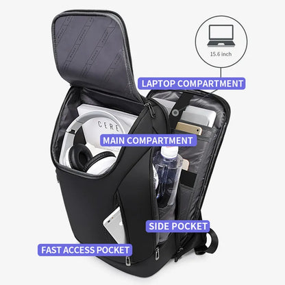 Wasserdichter Laptop-Rucksack mit USB-Aufladung für 15,6 Zoll – vielseitig einsetzbar