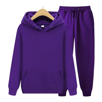 Solid Color Men's Hoodie & Pants Set