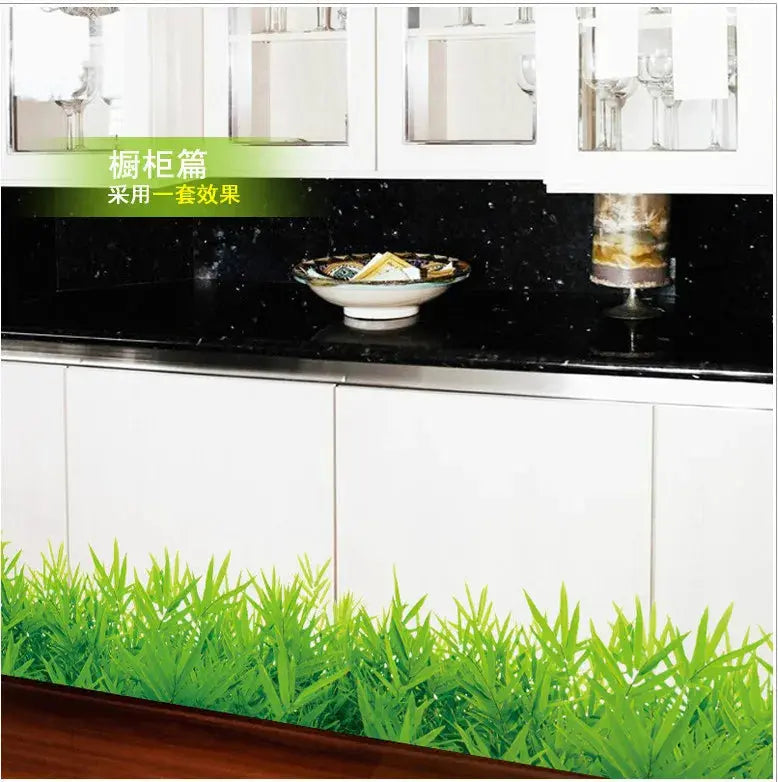 Waterproof Green Grass Wall Sticker - Removable DIY Home Decor