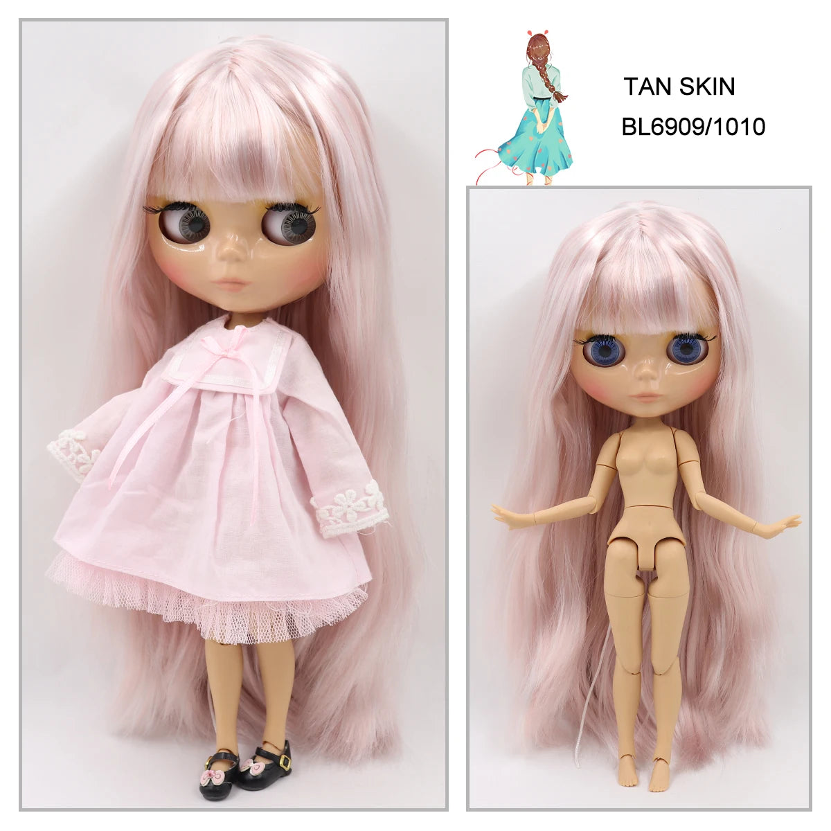 1/6 BJD Tan Skin Jointed Doll 30cm