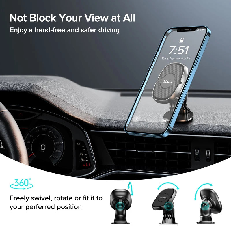 Support de téléphone de voiture magnétique 360° pour grille d'aération