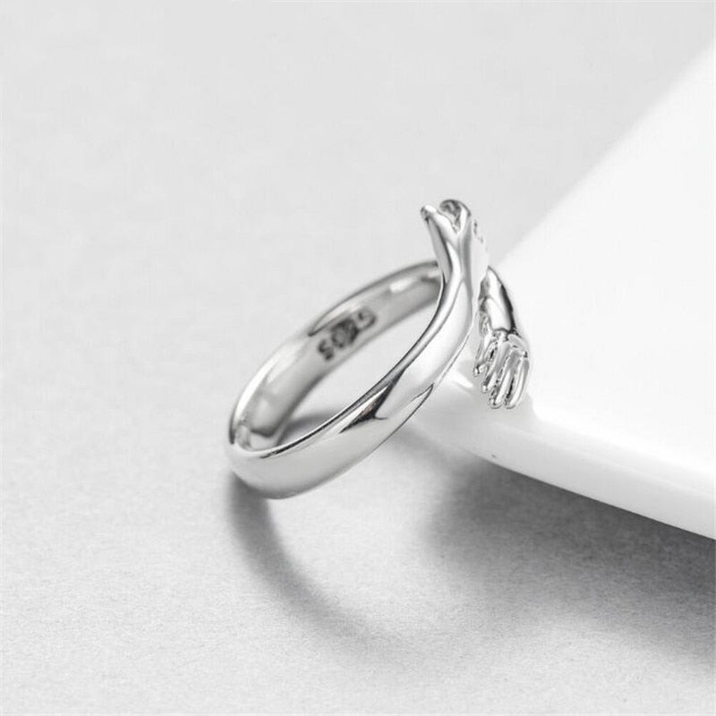 Chic Silver Plated Hug Ring for Women