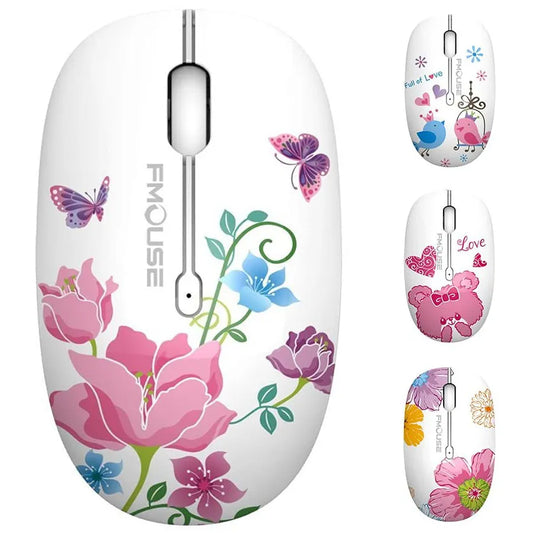 Jolie souris sans fil rose 2,4 G