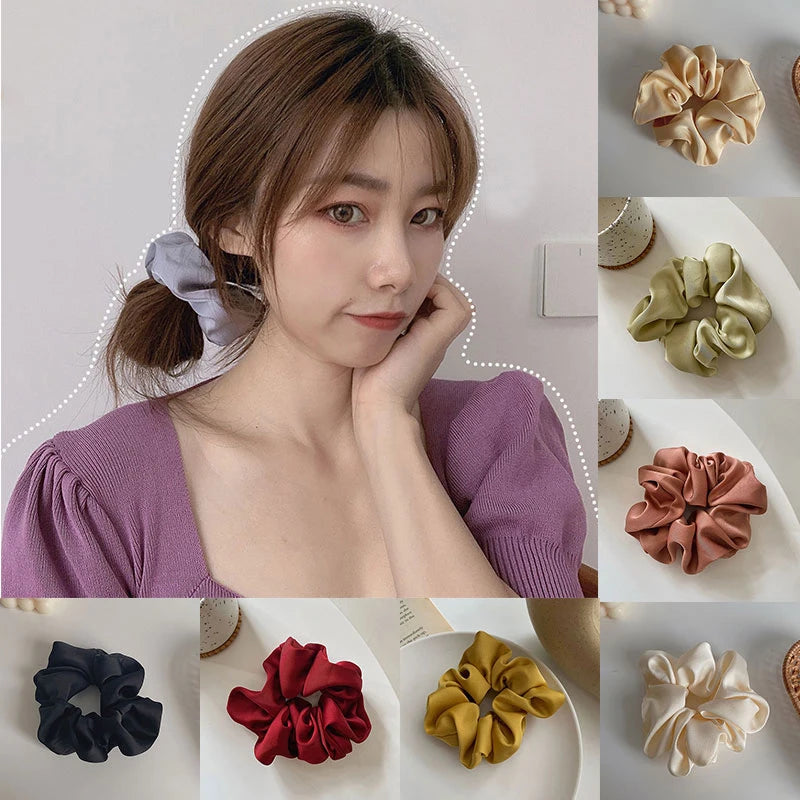 Handmade Multicolor Silk Scrunchie - Elastic Hair Tie