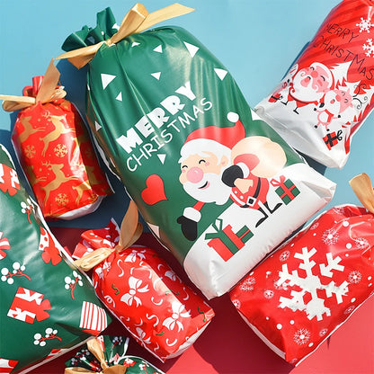 5/10pcs Santa Candy Bags with Snowflake Drawstring