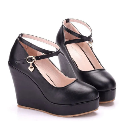 Women's Flock Buckle Ankle Strap Shoes