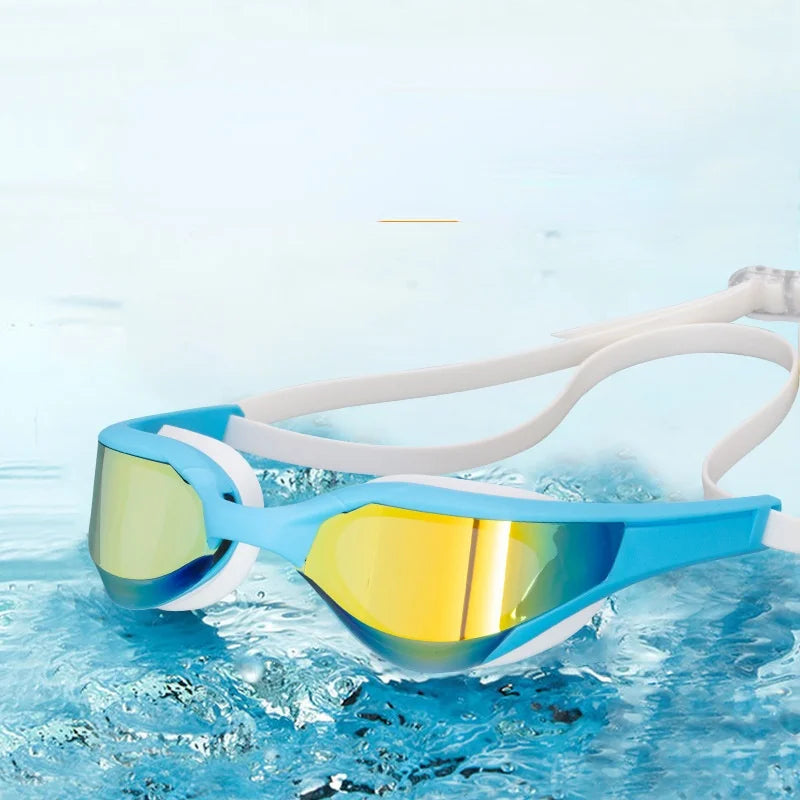 Wasserdichte und beschlagfreie Racing-Schwimmbrille – Cool versilbert für Männer und Frauen