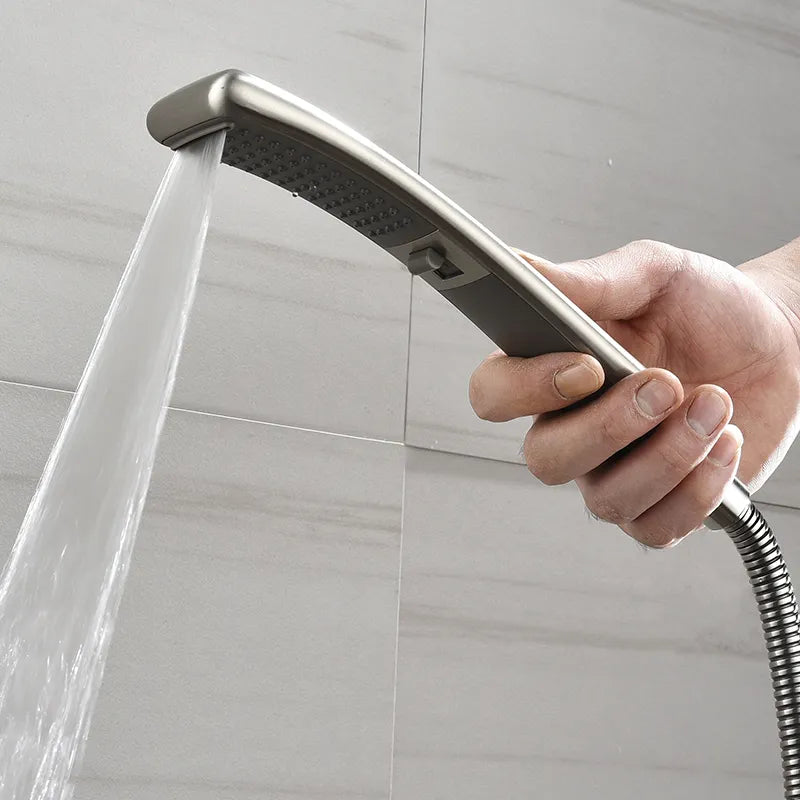 Brushed Nickel Handheld Shower Bathroom 2 Function High Pressure Rain Shower Sprayer Set Water Saving Waterfall  Shower