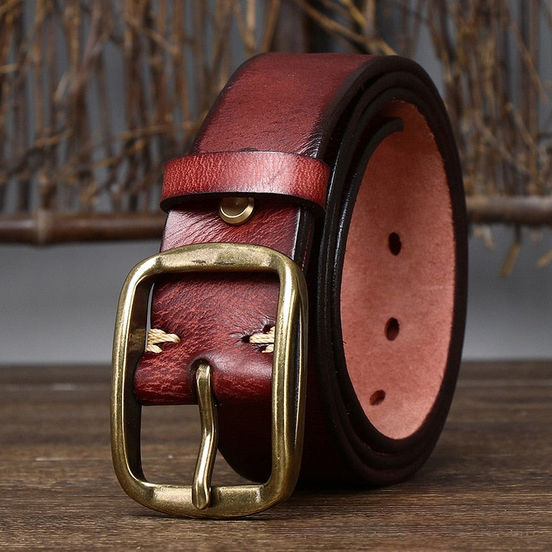 Ceinture de jean rétro en cuir de vache