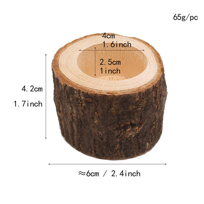 Bougeoir créatif en bois et support pour plantes succulentes - Plateau rustique