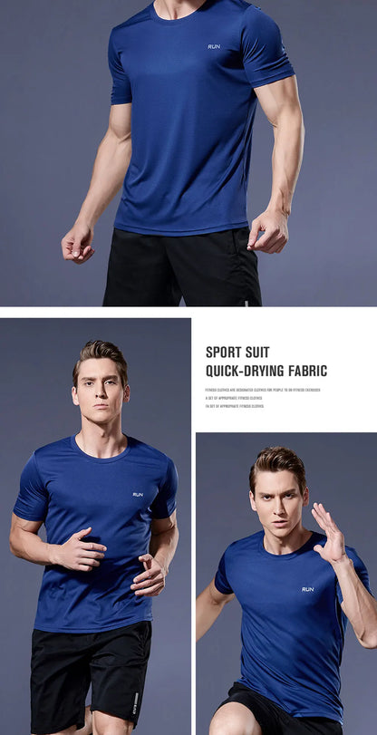 T-shirt de sport à manches courtes pour hommes, course à pied et entraînement de gymnastique