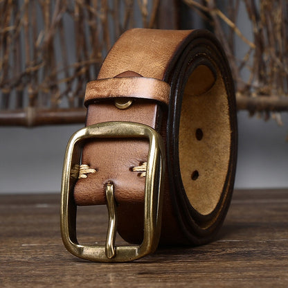 Retro Cowhide Leather Jeans Belt