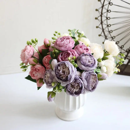 Bouquet de roses en soie pivoine pour la décoration de la maison