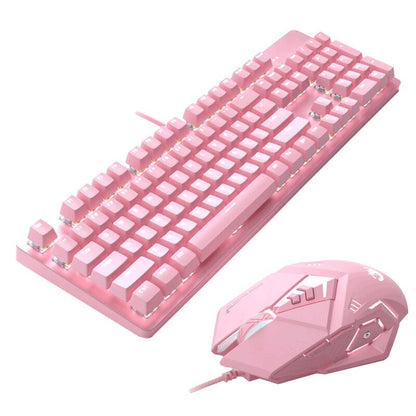 Cute Pink Gaming Keyboard & Mouse Set