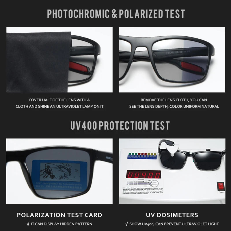 Ultra-Light Rectangular Polarized Photochromic Sunglasses