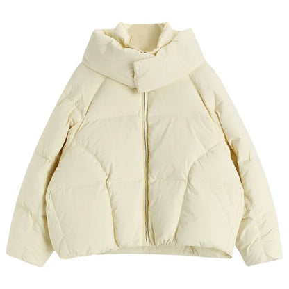 Korean Fluffy Hooded Bread Down Jacket