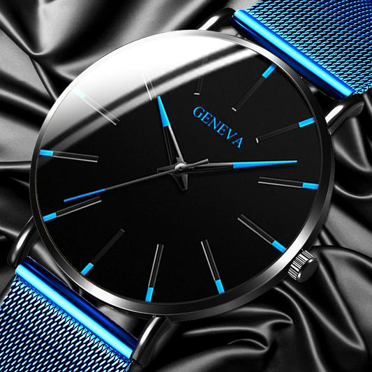 Montre minimaliste bleue pour homme 2024