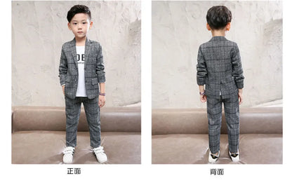 Boy Coat Set Plaid Pattern Clothes