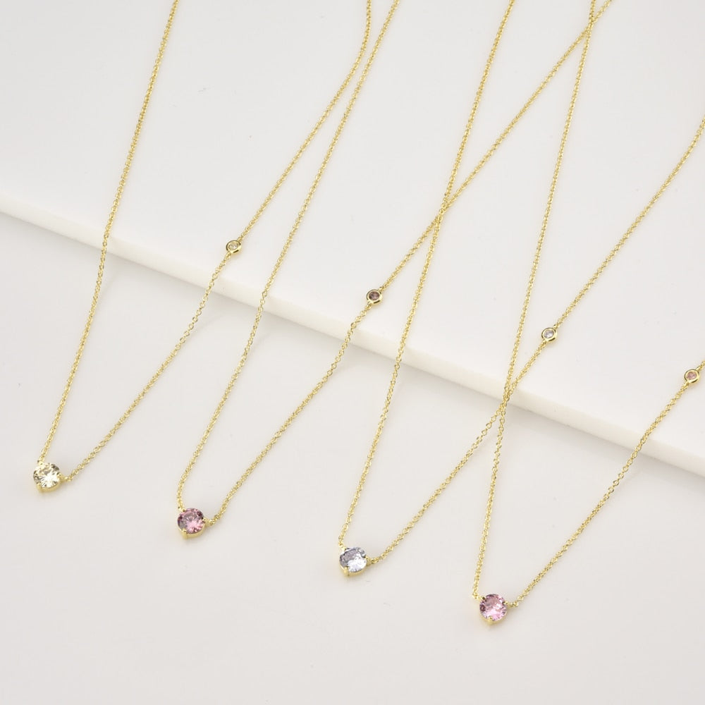 Gold Lavender Rhodolite Zircon Necklace