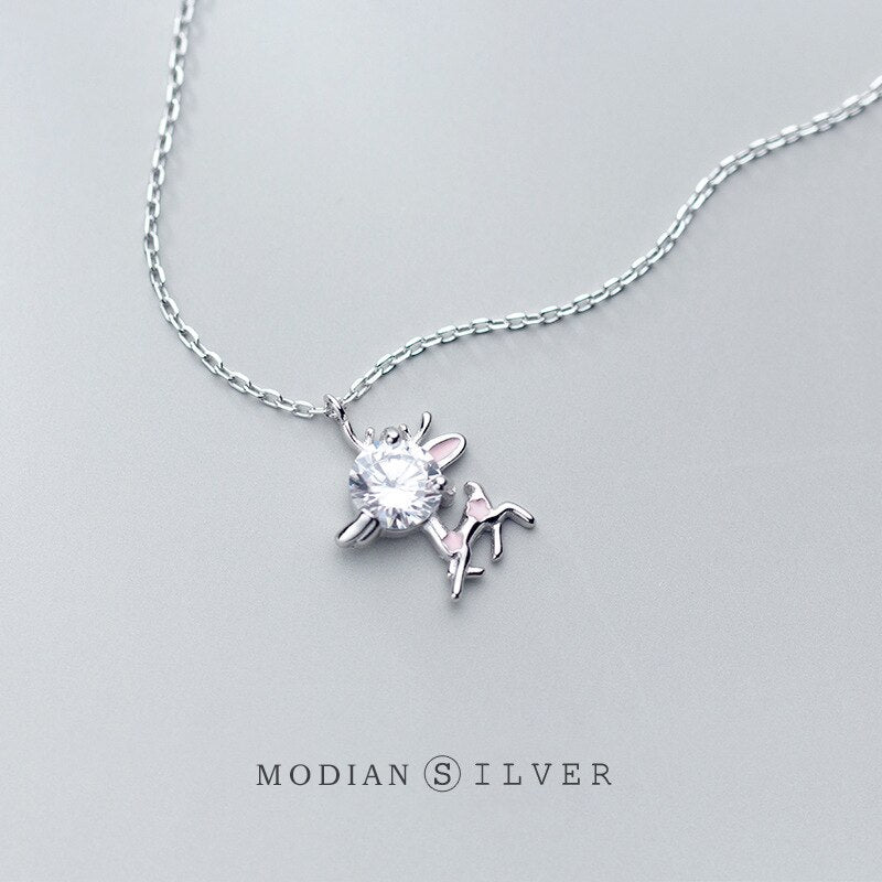 925 Silver Pink Elk Pendant