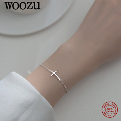 Geometric Gloss Cross Bracelet  Silver Jewelry