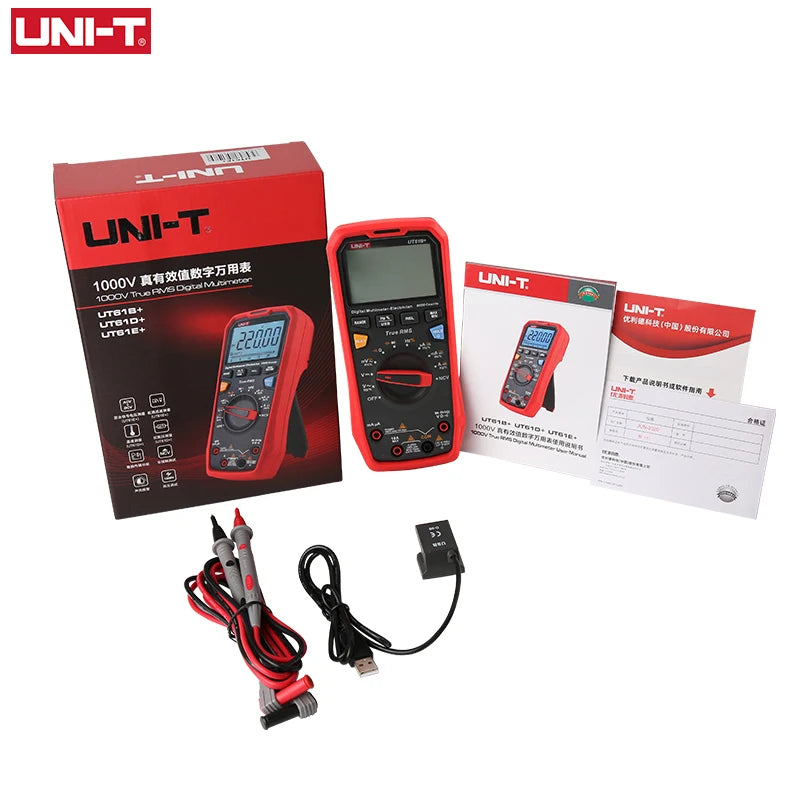 UNI-T UT61B+/UT61E+/UT61D+ Smart Digital Multimeter - True RMS, Auto Range, 6000 Counts, DC/AC 1000V