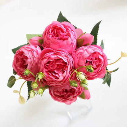 Bouquet de roses en soie pivoine pour la décoration de la maison