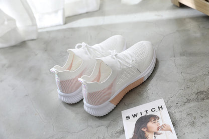White Breathable Mesh Sports Sneakers for Women