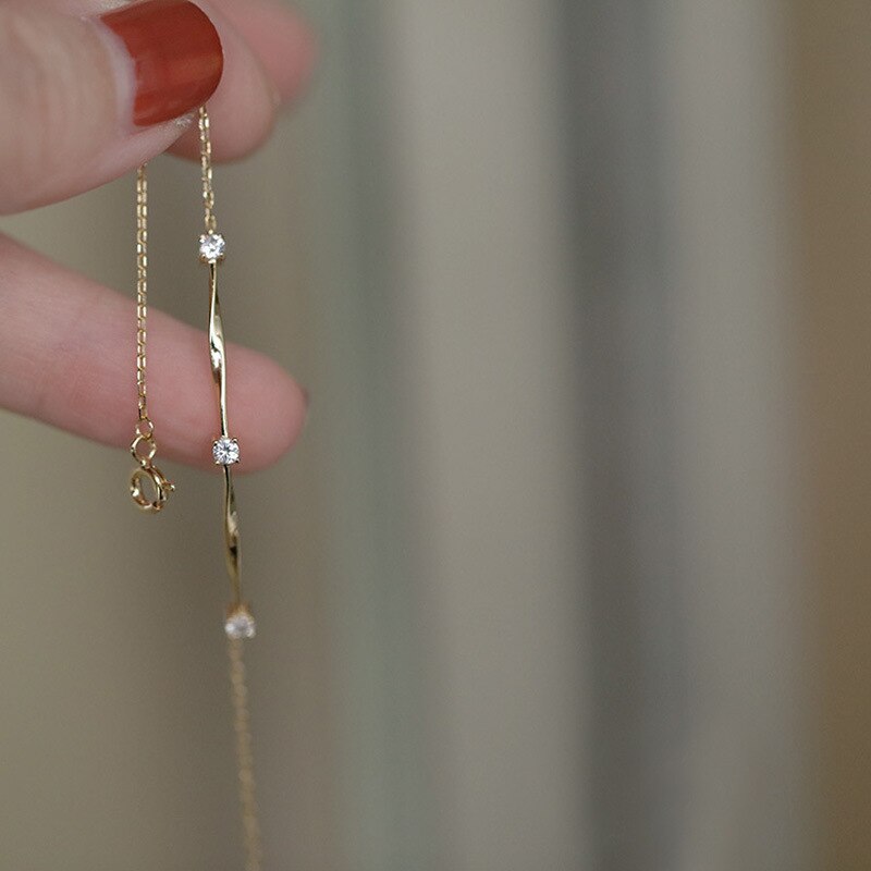 Bracelet à breloques en Zircon ondulé | Bijoux pour adolescents plaqués or