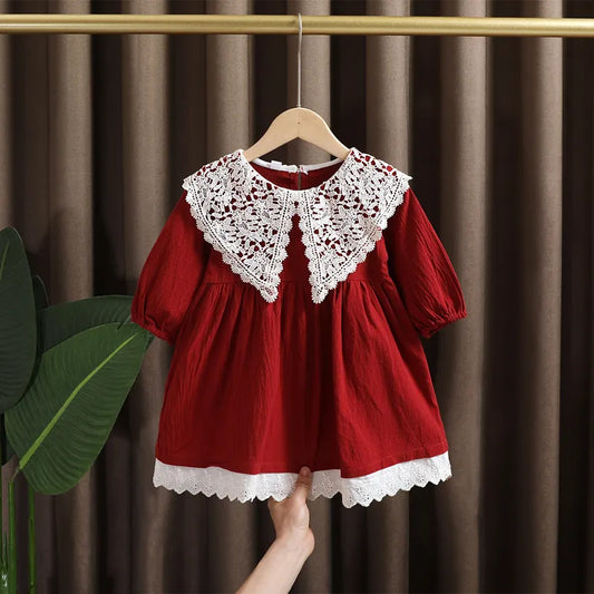Robe en dentelle à manches longues pour bébé fille
