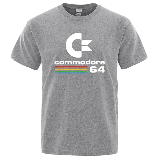 T-shirt d'été ample à imprimé rétro Commodore 64 pour hommes