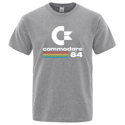 T-shirt d'été ample à imprimé rétro Commodore 64 pour hommes