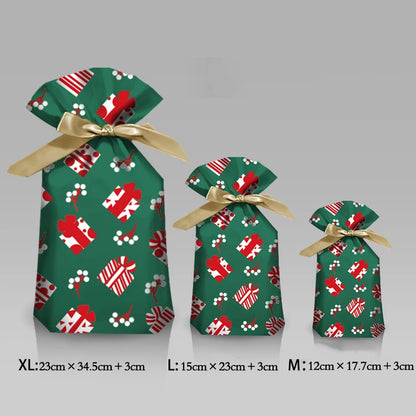 Santa Gift Bag with Snowflake Drawstring for Christmas